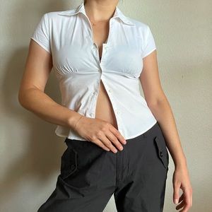 SOLD 00s bill blass white button up blouse